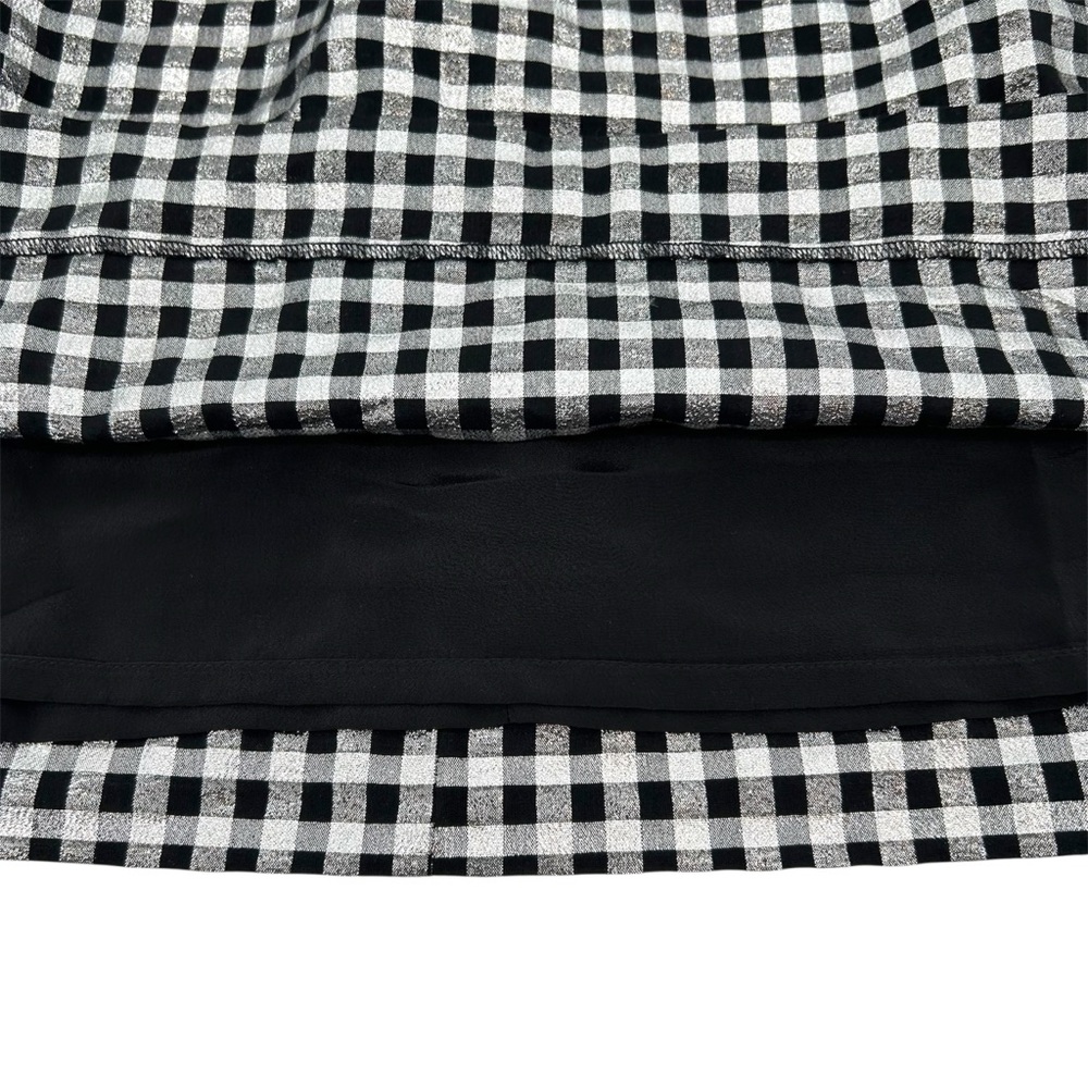 NWT J. Crew Factory Metallic Gingham Pull-On Mini Skirt Silver and Black Lurex - Picture 5 of 9